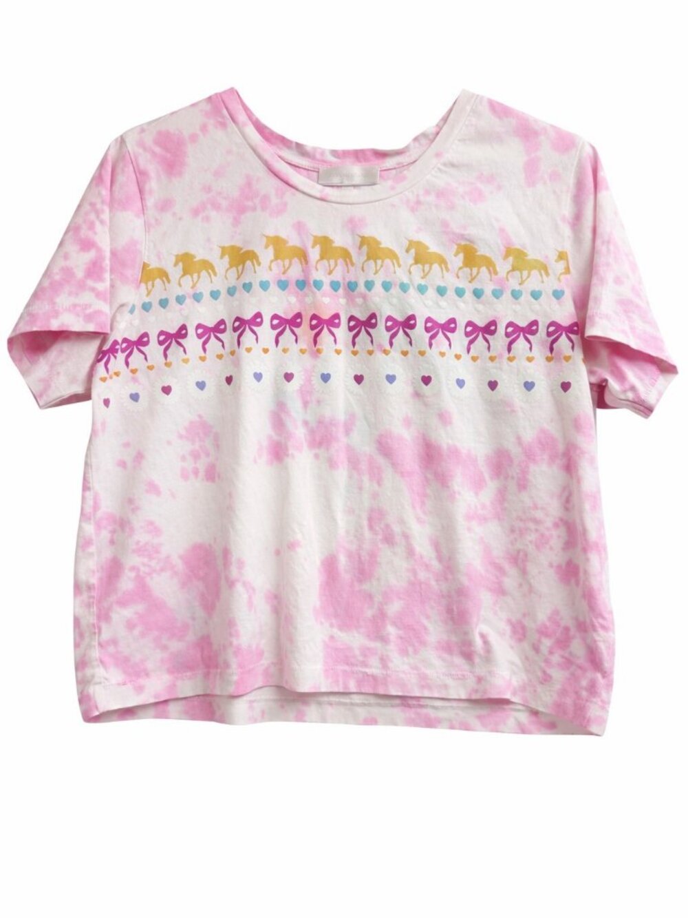 Love Shack Fancy Calix Pop of Pink Cropped T-Shirt Sz L
